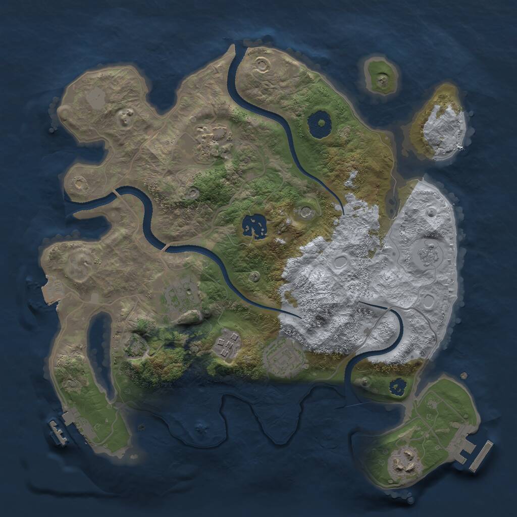 Rust Map: Procedural Map, Size: 3000, Seed: 37824, 12 Monuments