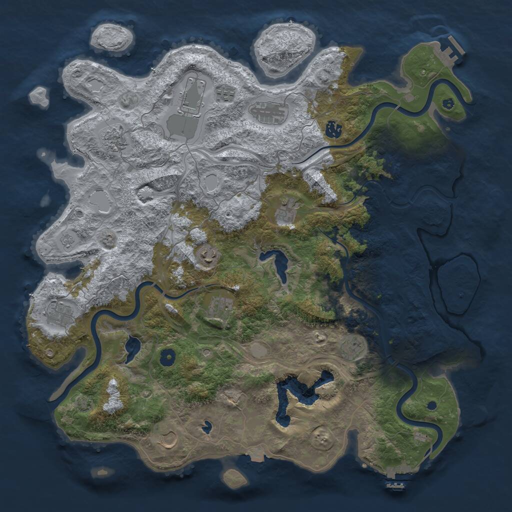 Rust Map: Procedural Map, Size: 4500, Seed: 680457279, 17 Monuments