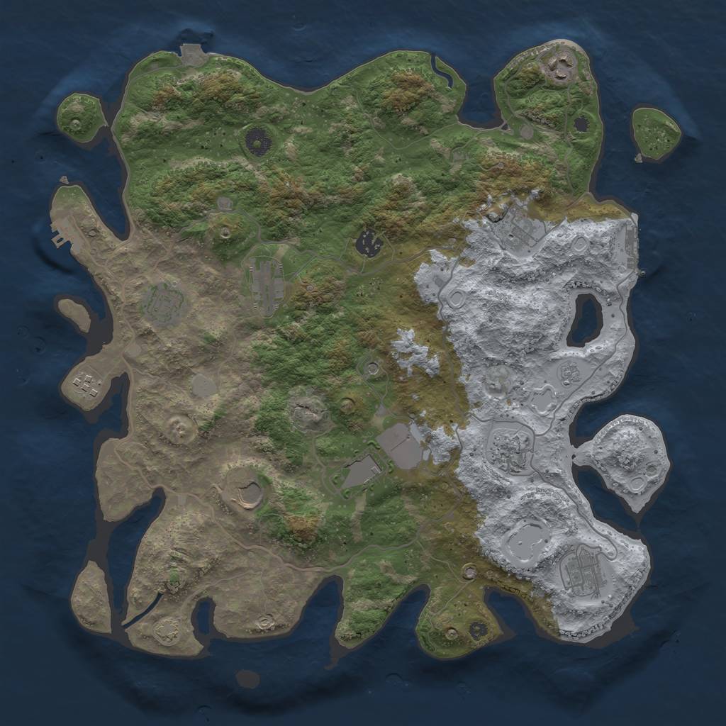 Rust Map: Procedural Map, Size: 4050, Seed: 203418998, 18 Monuments