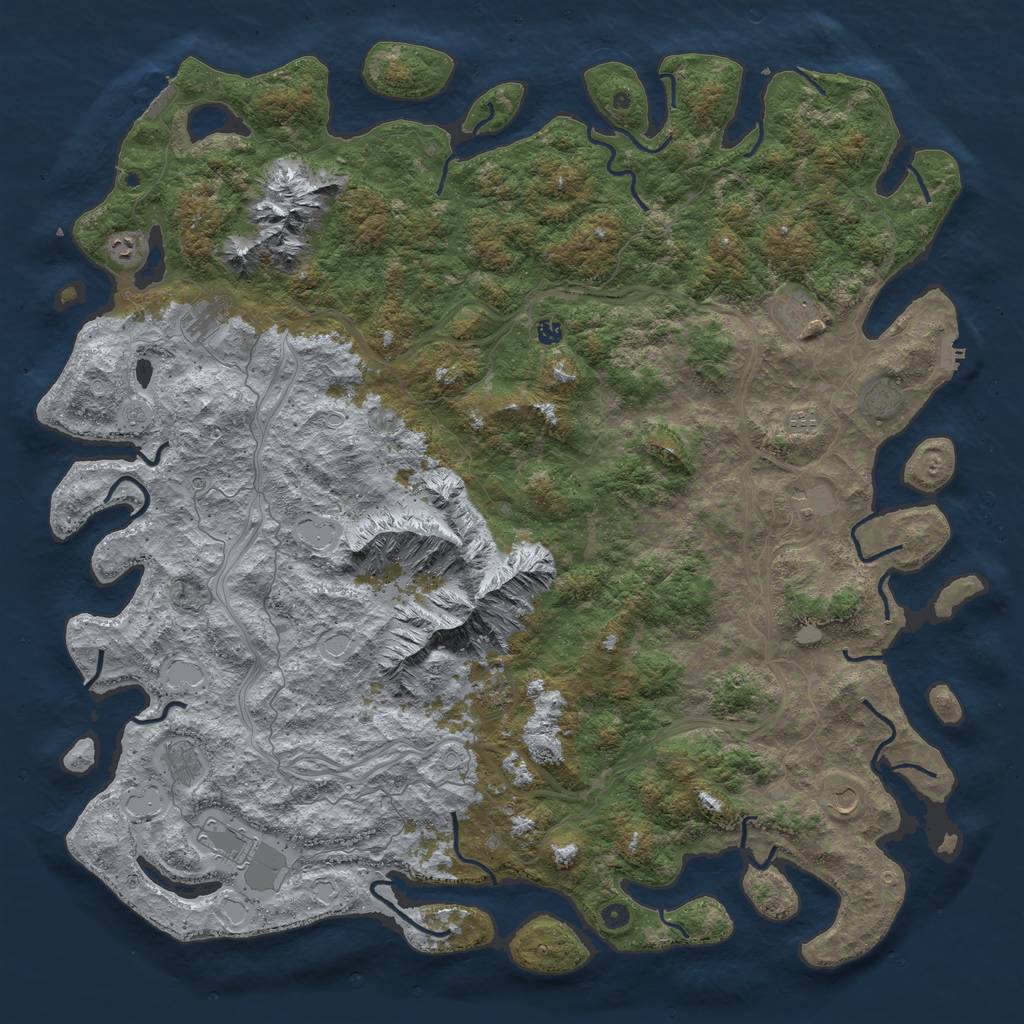 Rust Map: Procedural Map, Size: 6000, Seed: 50050, 18 Monuments