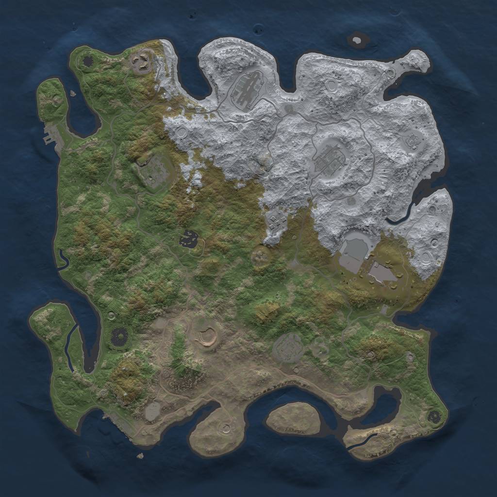 Rust Map: Procedural Map, Size: 4000, Seed: 46456858, 18 Monuments