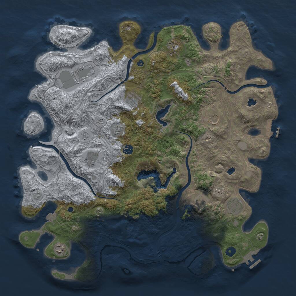 Rust Map: Procedural Map, Size: 4500, Seed: 3532, 16 Monuments