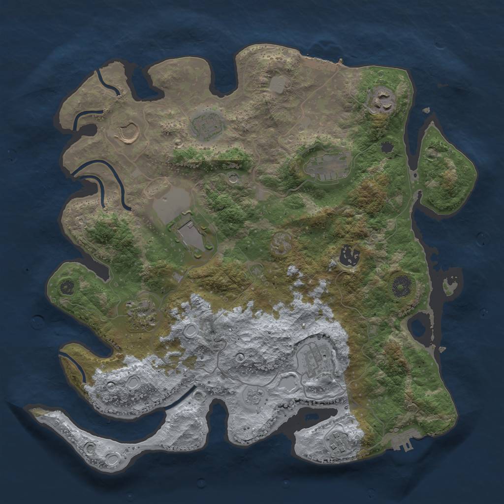 Rust Map: Procedural Map, Size: 3595, Seed: 993459, 16 Monuments