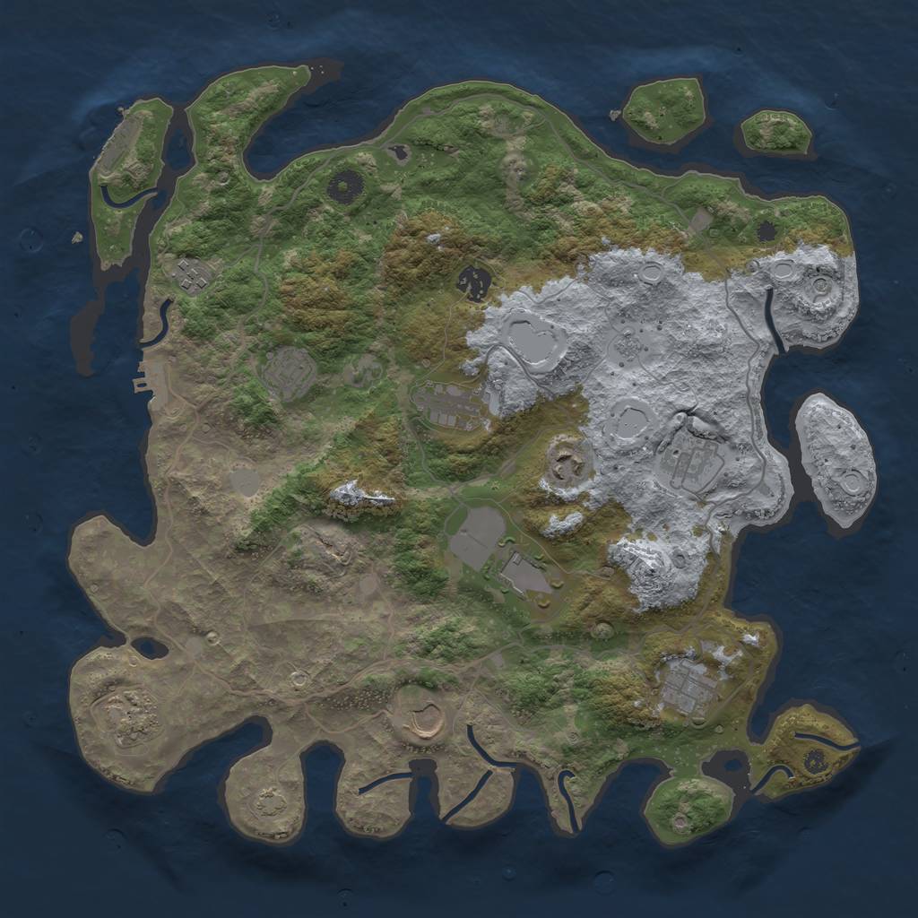 Rust Map: Procedural Map, Size: 4000, Seed: 139180901, 18 Monuments