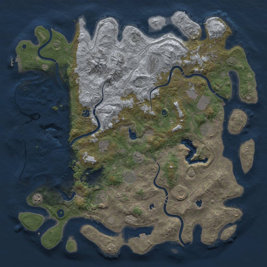 Rust Map: Procedural Map, Size: 5000, Seed: 8461, 17 Monuments