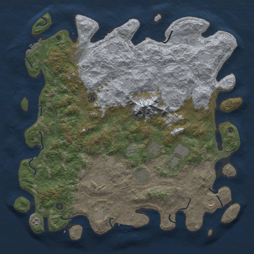 Rust Map: Procedural Map, Size: 5000, Seed: 673887432, 18 Monuments