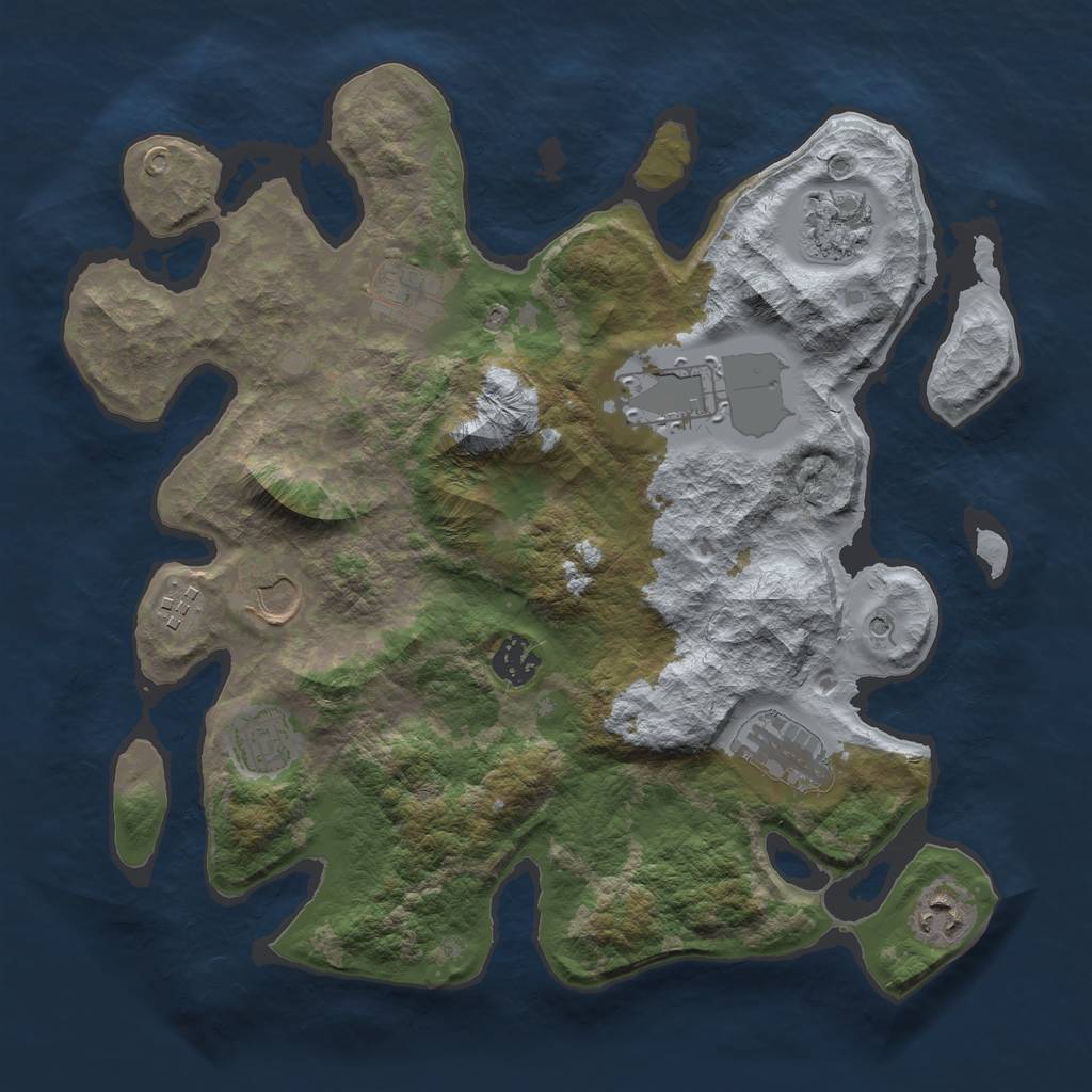Rust Map: Barren, Size: 3500, Seed: 14826298, 12 Monuments