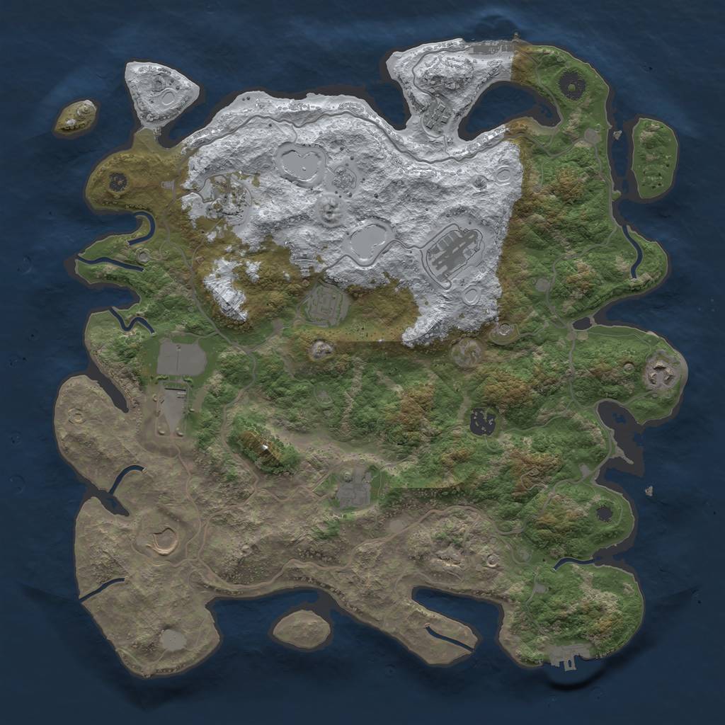 Rust Map: Procedural Map, Size: 4000, Seed: 41411234, 18 Monuments
