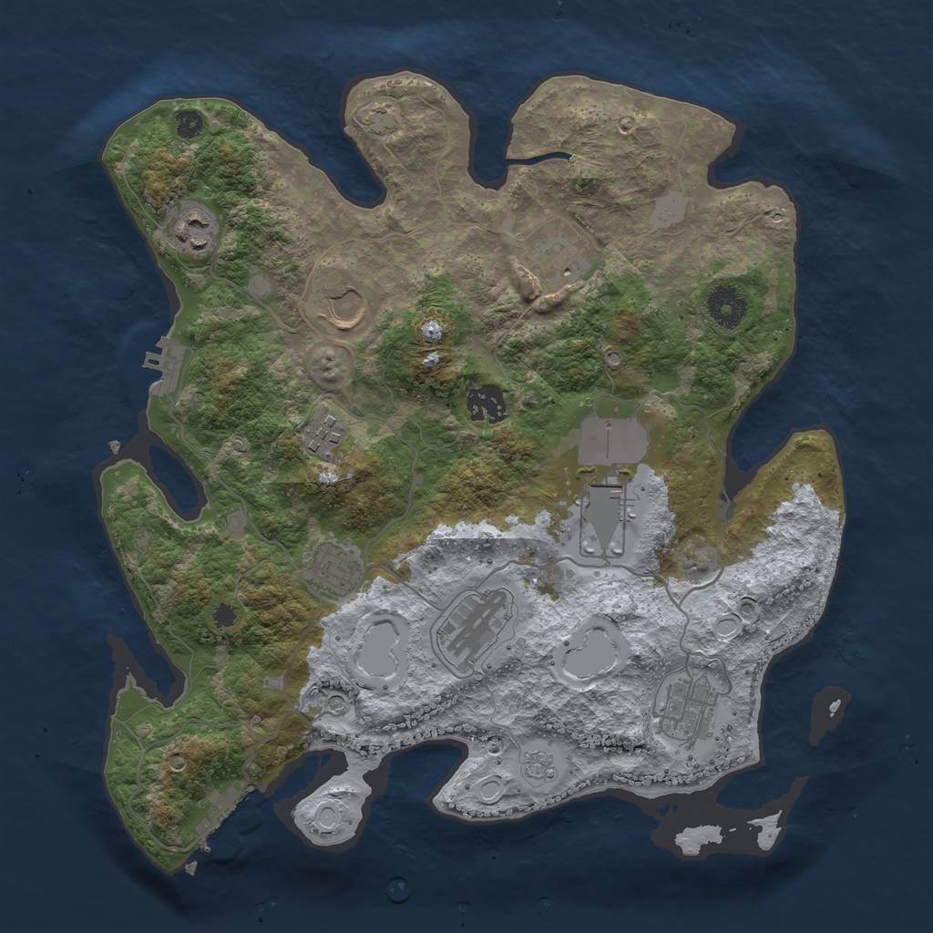 Rust Map: Procedural Map, Size: 3500, Seed: 1645628998, 17 Monuments