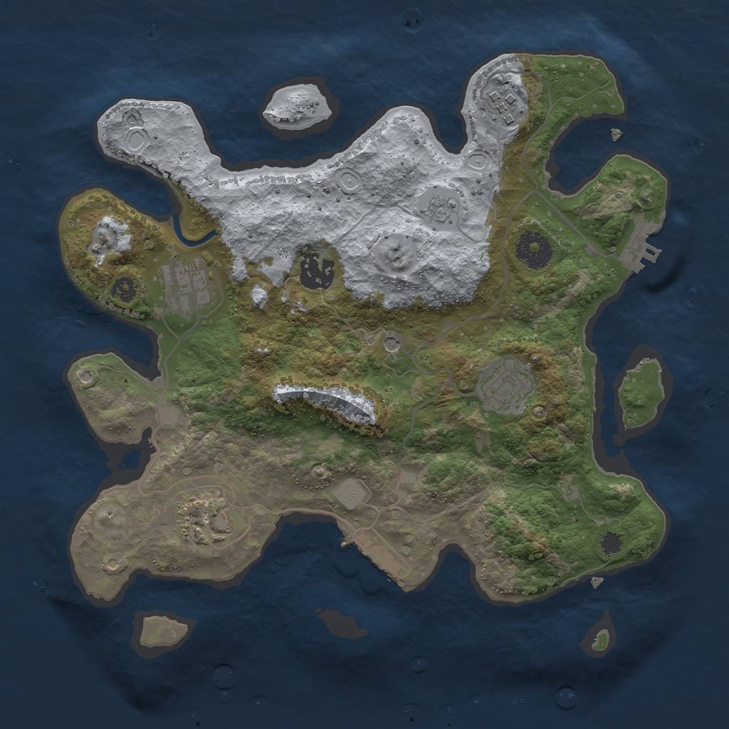 Rust Map: Procedural Map, Size: 3000, Seed: 1792988424, 12 Monuments
