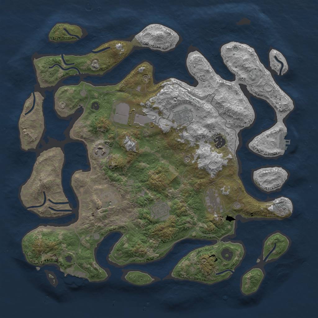 Rust Map: Procedural Map, Size: 4001, Seed: 1234567890, 16 Monuments