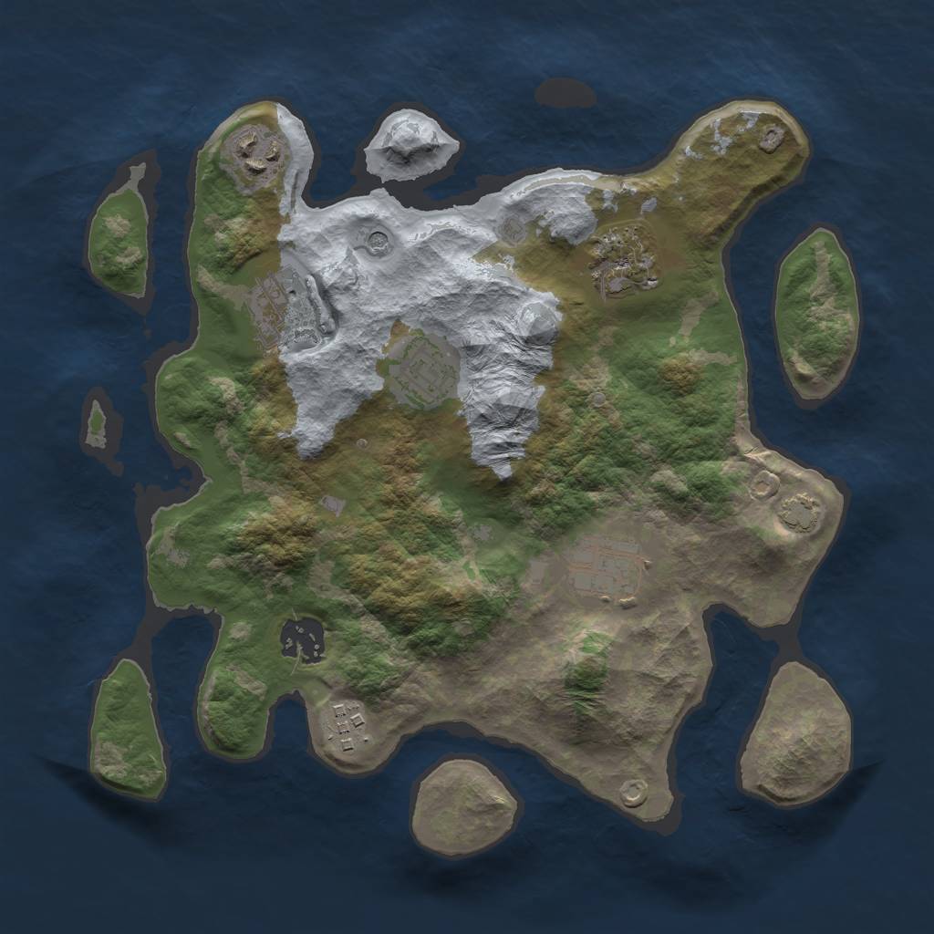 Rust Map: Barren, Size: 3000, Seed: 23427734, 11 Monuments