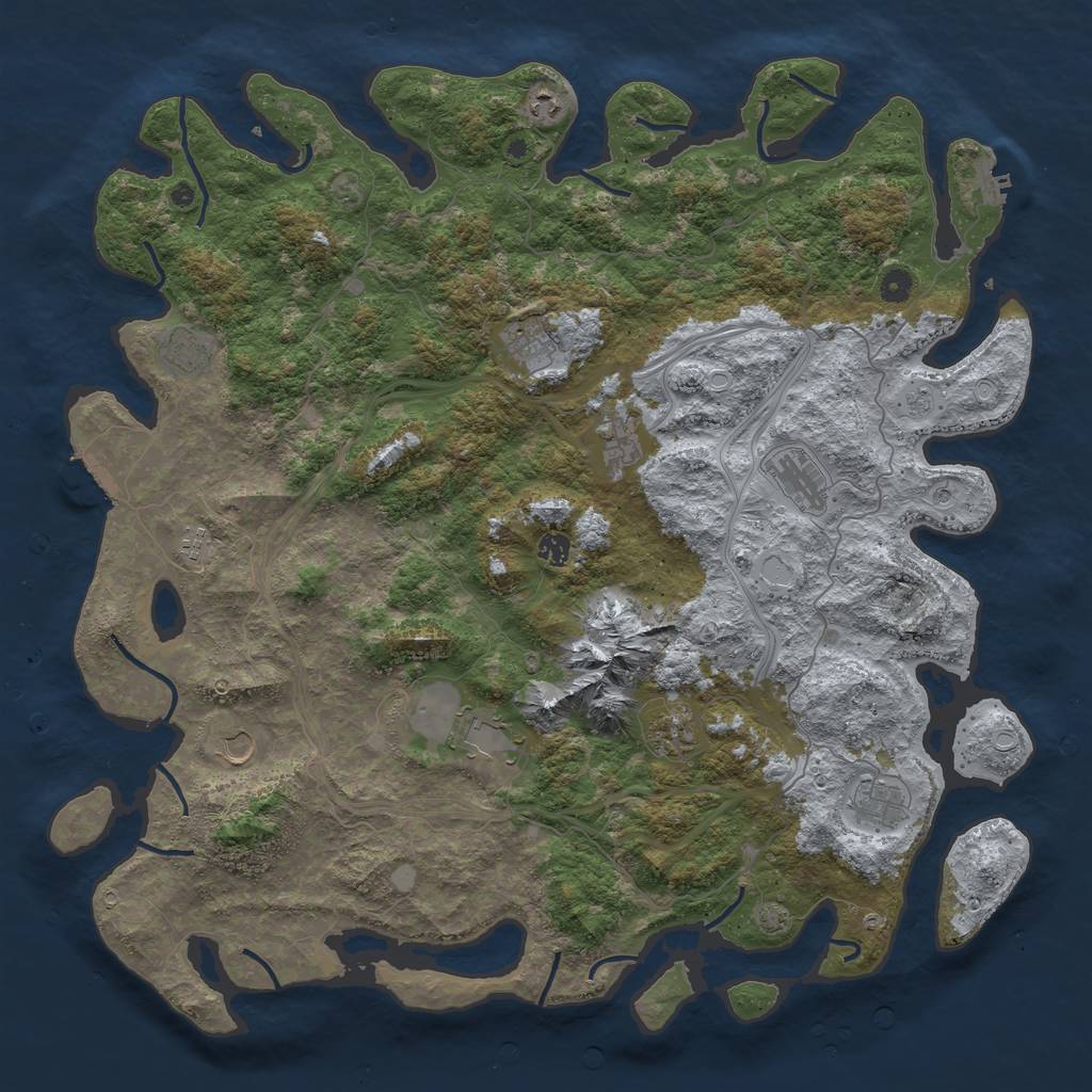 Rust Map: Procedural Map, Size: 5000, Seed: 59816800, 19 Monuments