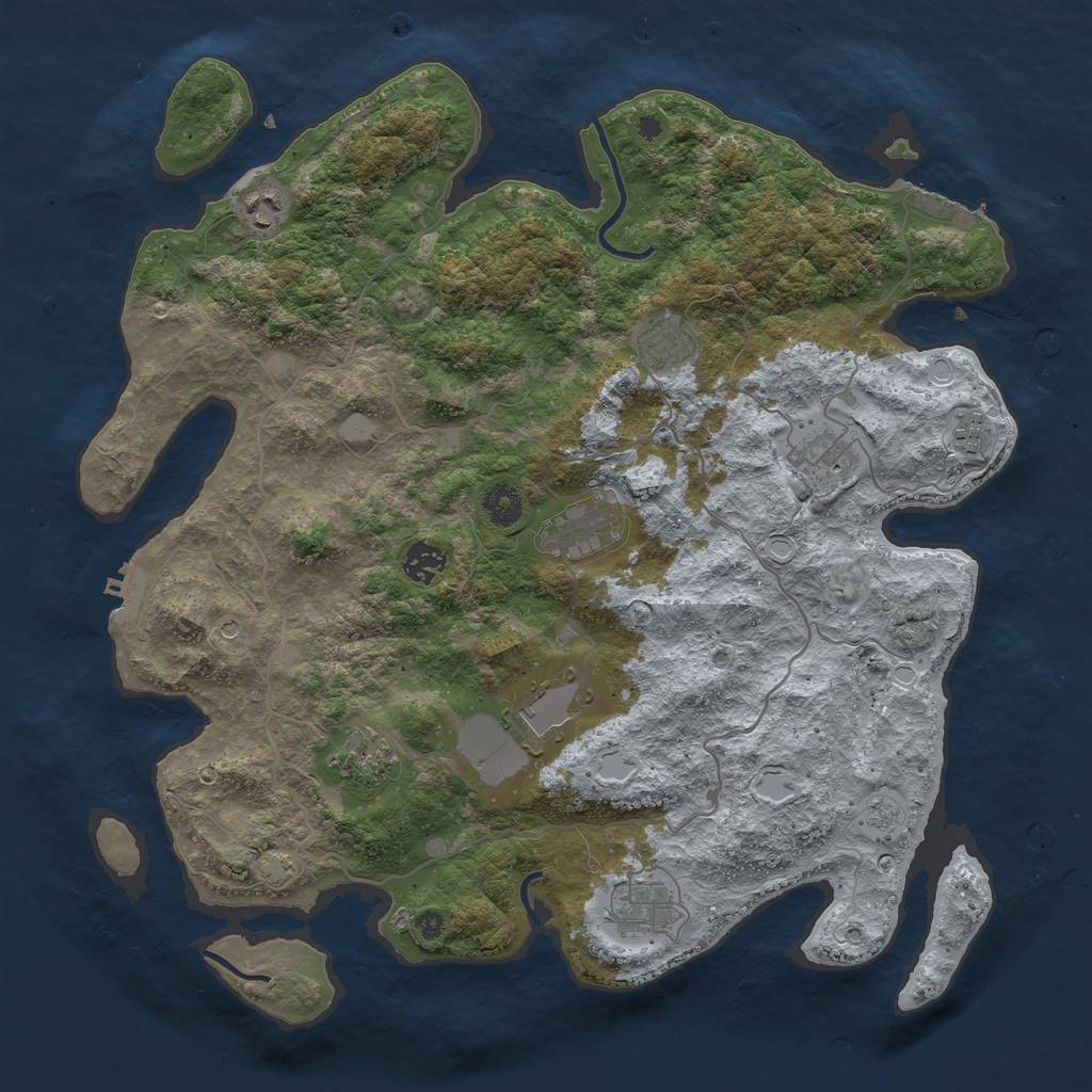 Rust Map: Procedural Map, Size: 4000, Seed: 942887, 17 Monuments