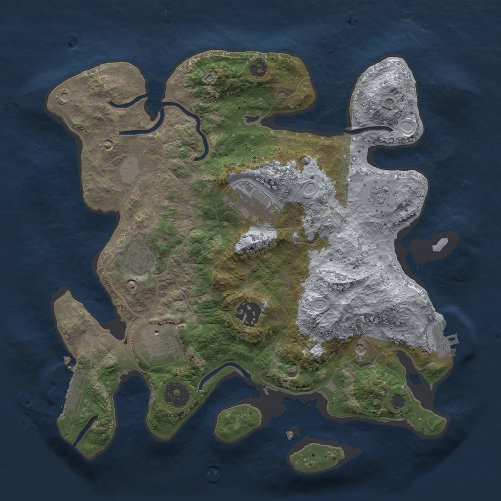 Rust Map: Procedural Map, Size: 3000, Seed: 725839418, 11 Monuments
