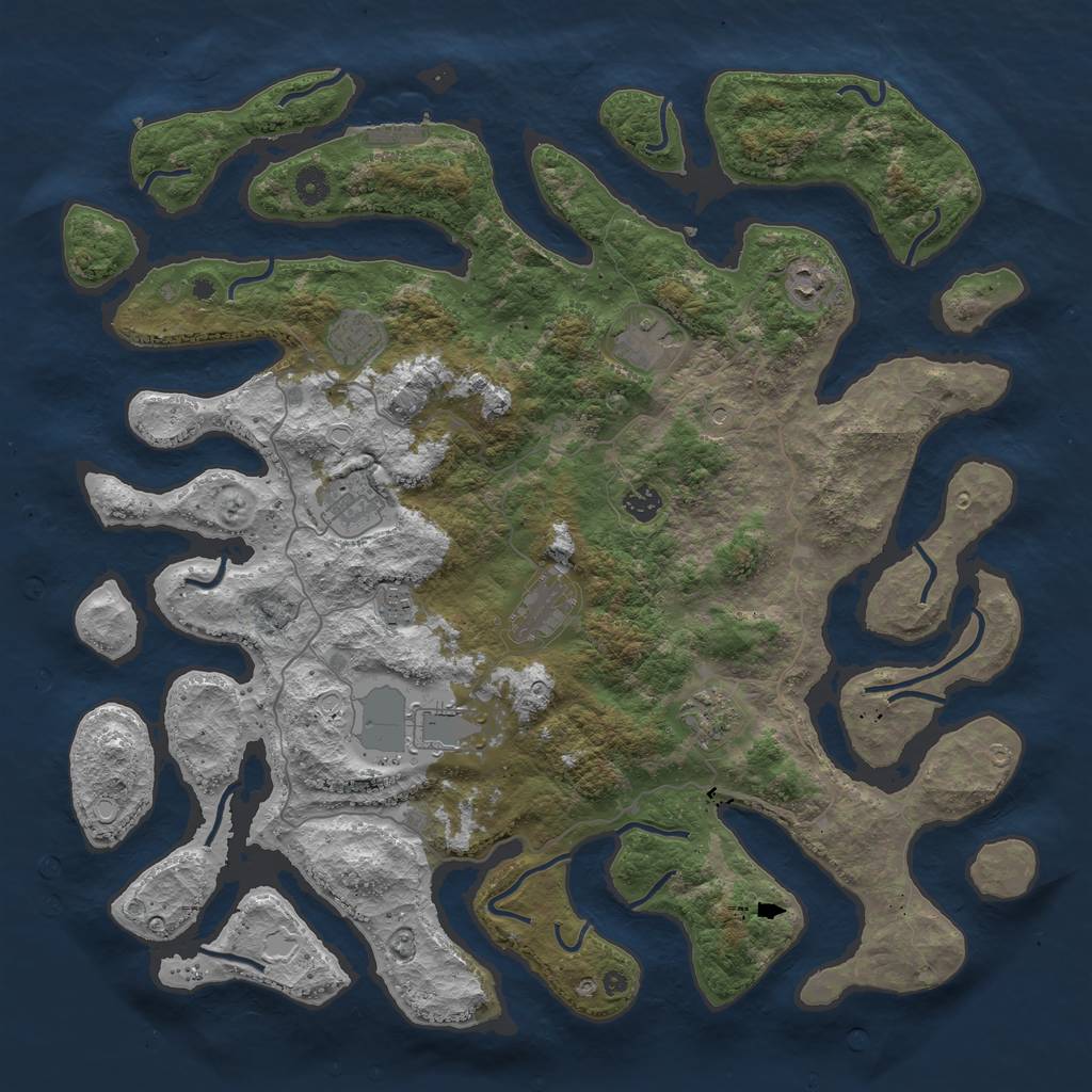 Rust Map: Procedural Map, Size: 4500, Seed: 274234655, 16 Monuments