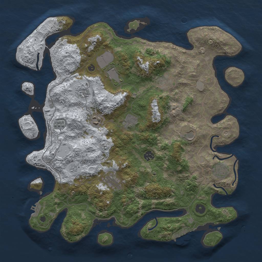 Rust Map: Procedural Map, Size: 4000, Seed: 65706, 19 Monuments
