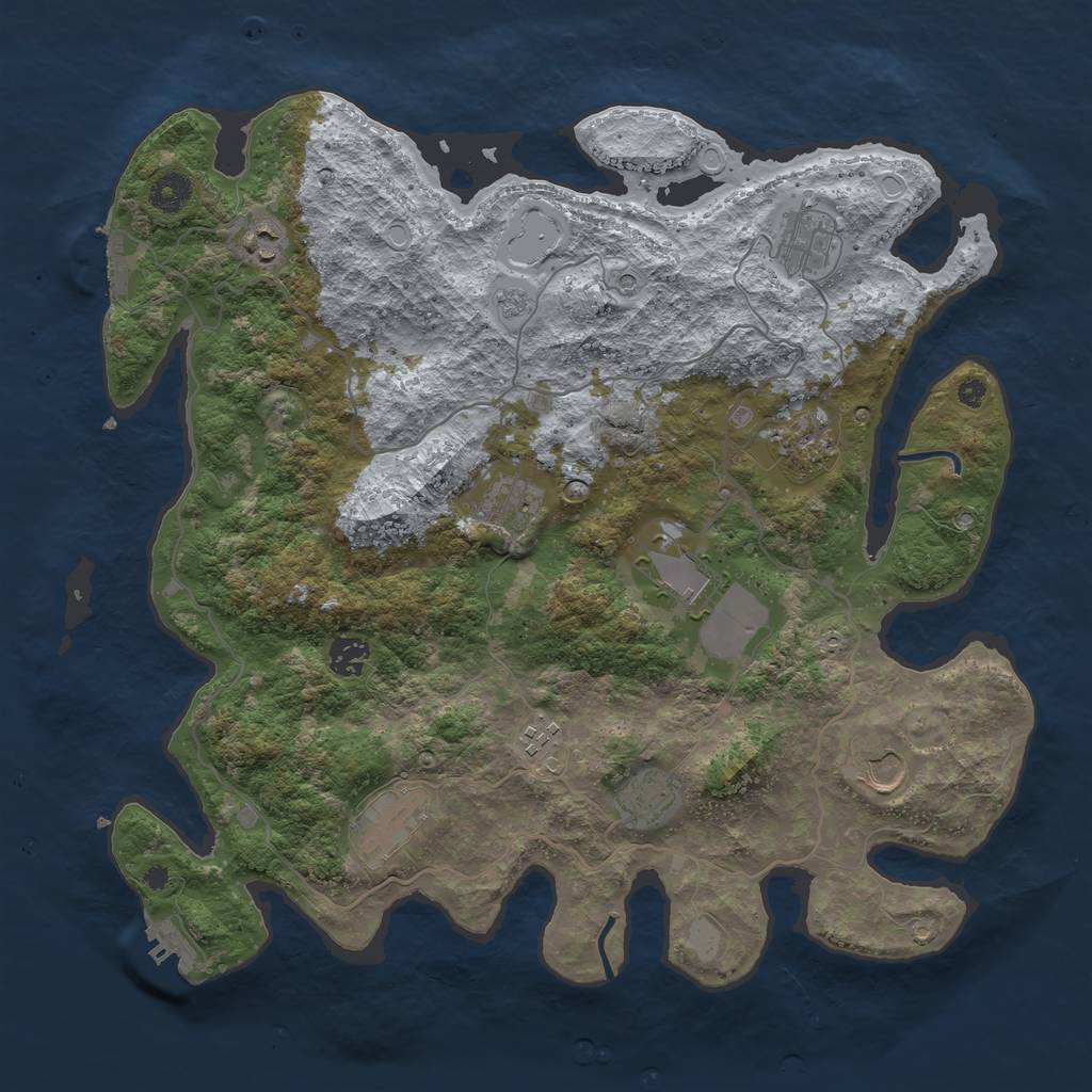 Rust Map: Procedural Map, Size: 4000, Seed: 244598644, 17 Monuments