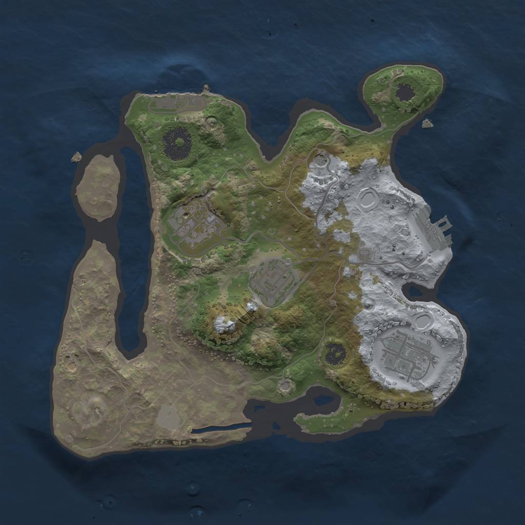 Rust Map: Procedural Map, Size: 2500, Seed: 23562452, 9 Monuments