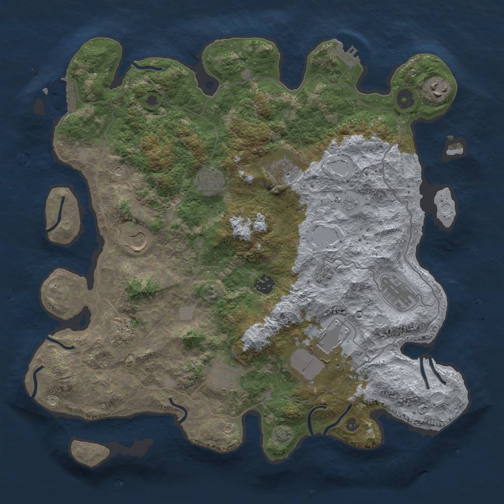 Rust Map: Procedural Map, Size: 4000, Seed: 41552342, 18 Monuments