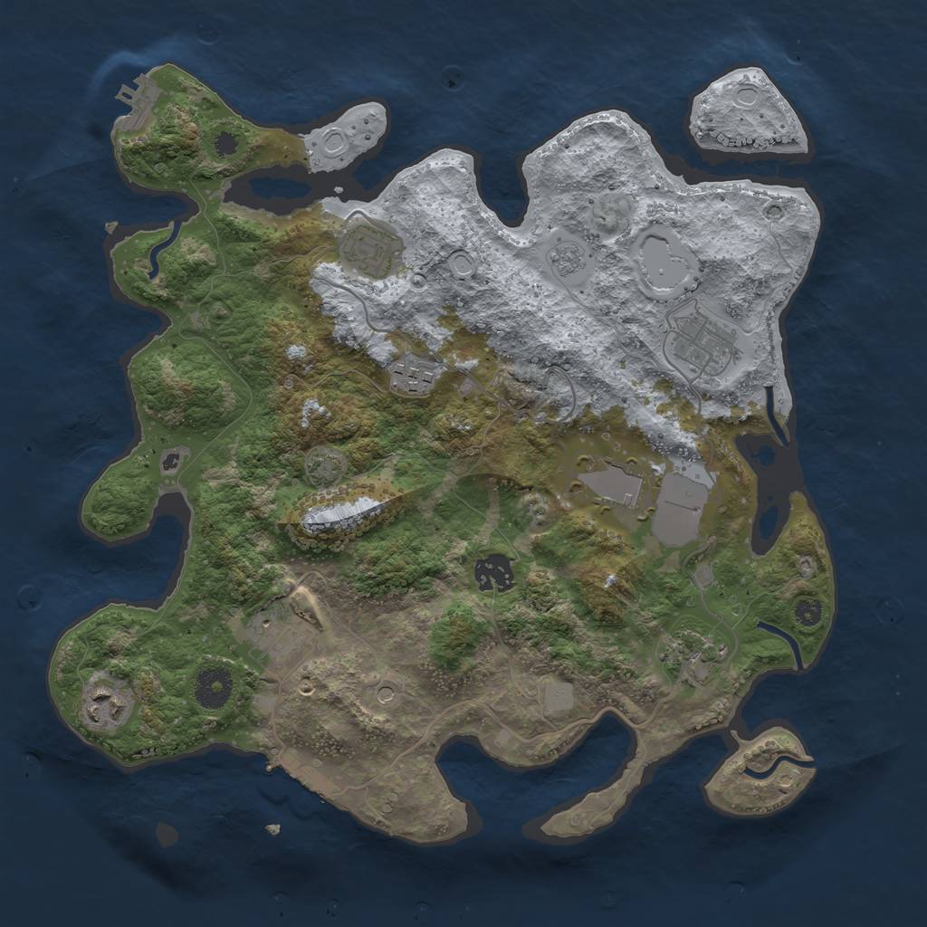 Rust Map: Procedural Map, Size: 3500, Seed: 697969041, 16 Monuments
