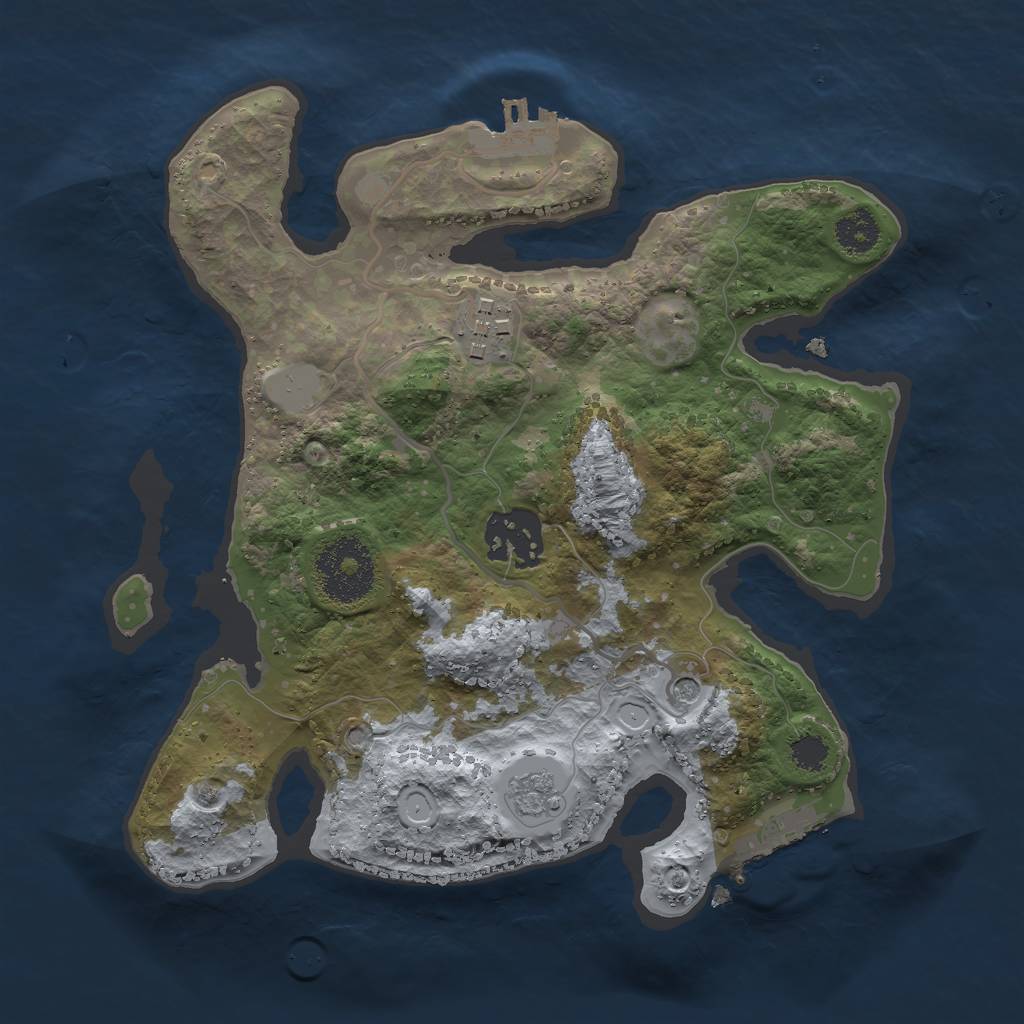 Rust Map: Procedural Map, Size: 2500, Seed: 520716, 9 Monuments