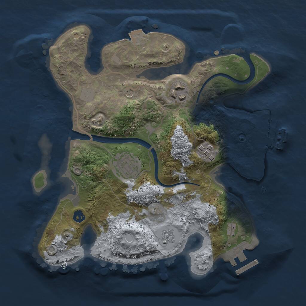 Rust Map: Procedural Map, Size: 2500, Seed: 520716, 8 Monuments
