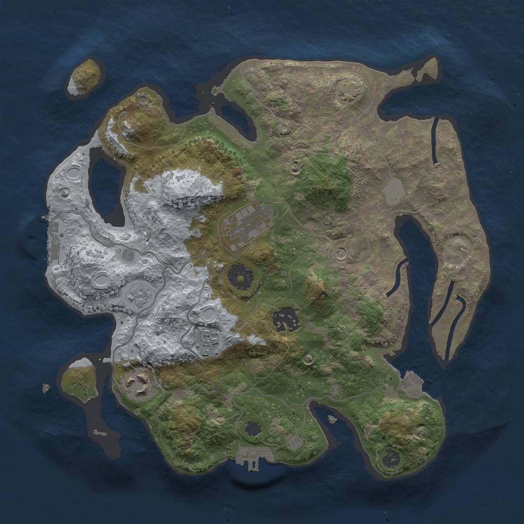 Rust Map: Procedural Map, Size: 3000, Seed: 1385042823, 12 Monuments