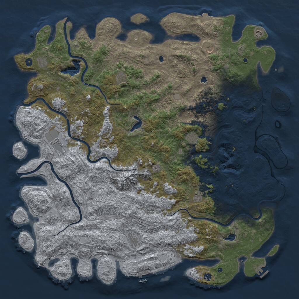 Rust Map: Procedural Map, Size: 6000, Seed: 165, 17 Monuments
