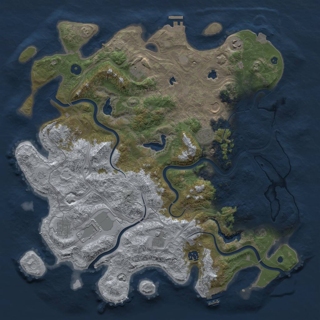 Rust Map: Procedural Map, Size: 4500, Seed: 13371337, 16 Monuments