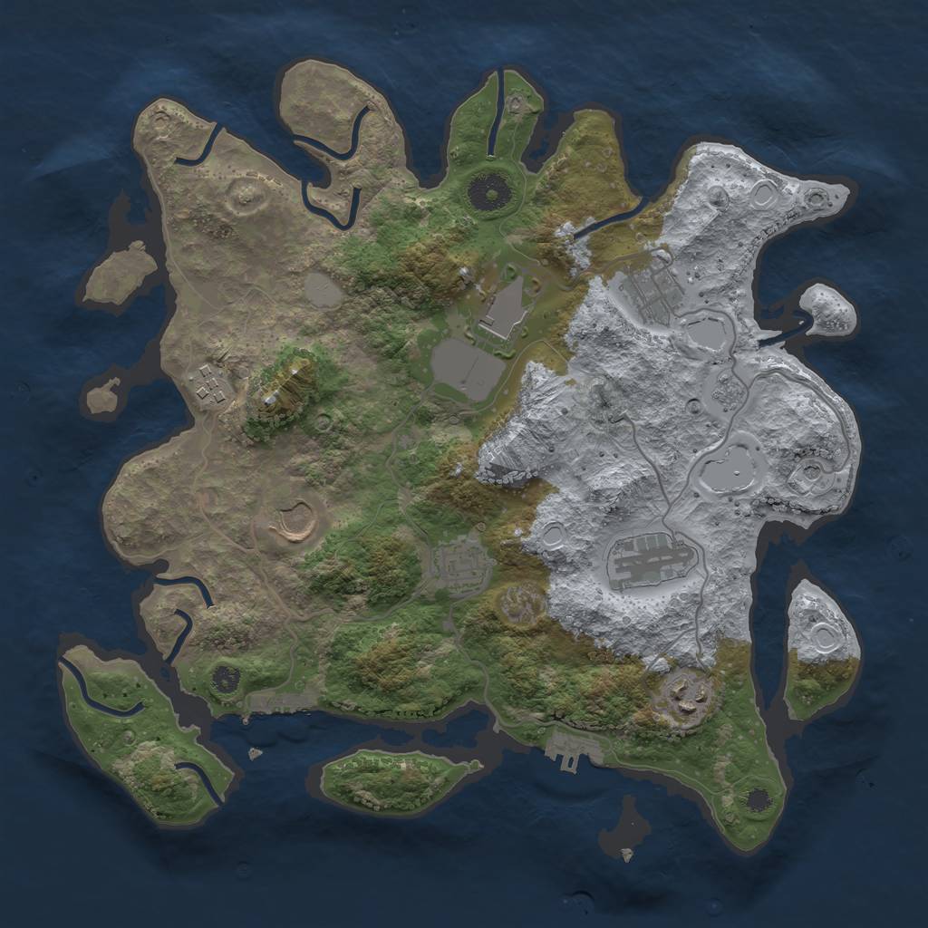 Rust Map: Procedural Map, Size: 3500, Seed: 14195, 14 Monuments