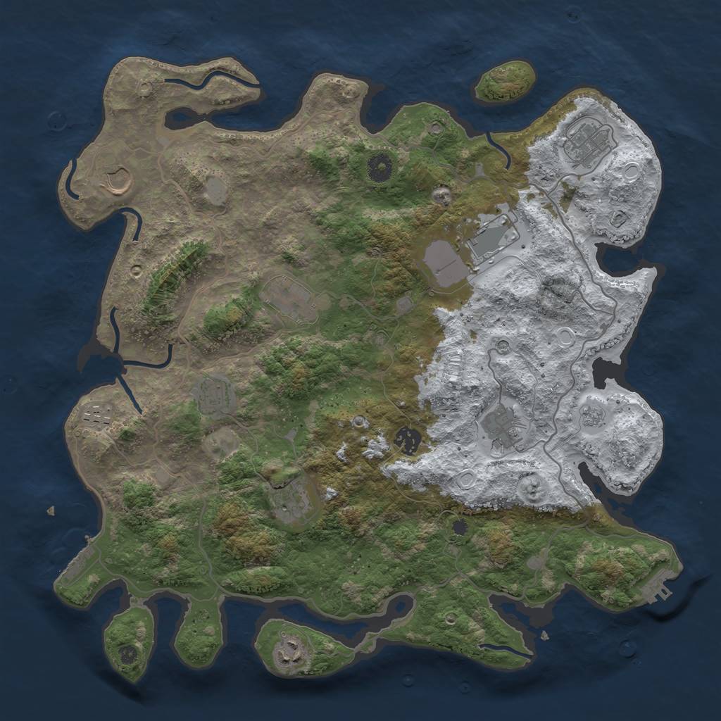 Rust Map: Procedural Map, Size: 4000, Seed: 452833, 19 Monuments
