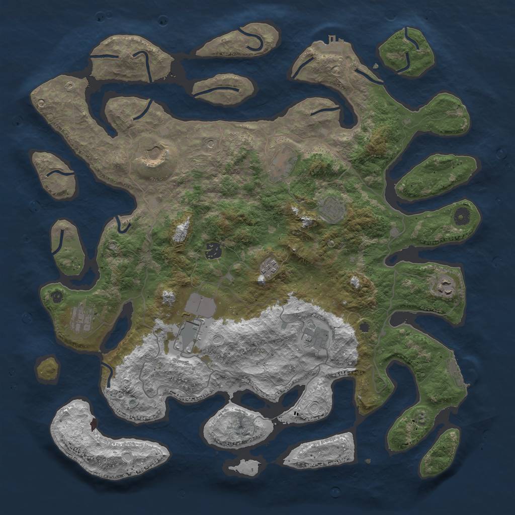 Rust Map: Procedural Map, Size: 4500, Seed: 572, 17 Monuments