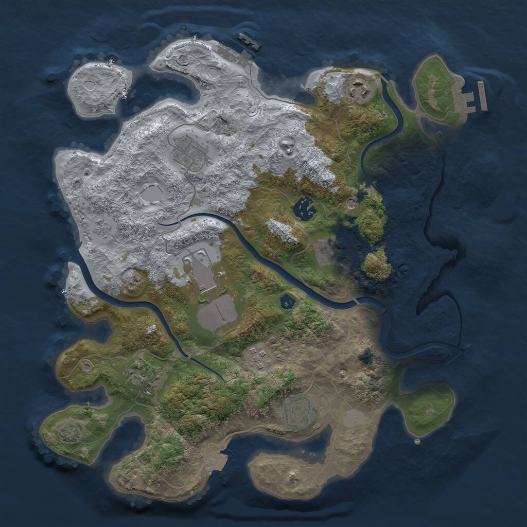 Rust Map: Procedural Map, Size: 3500, Seed: 1306491562, 14 Monuments