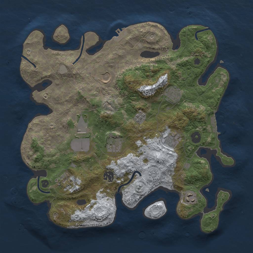 Rust Map: Procedural Map, Size: 3500, Seed: 964592516, 18 Monuments