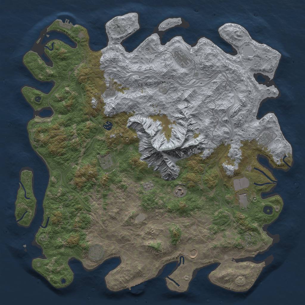 Rust Map: Procedural Map, Size: 5000, Seed: 615, 19 Monuments