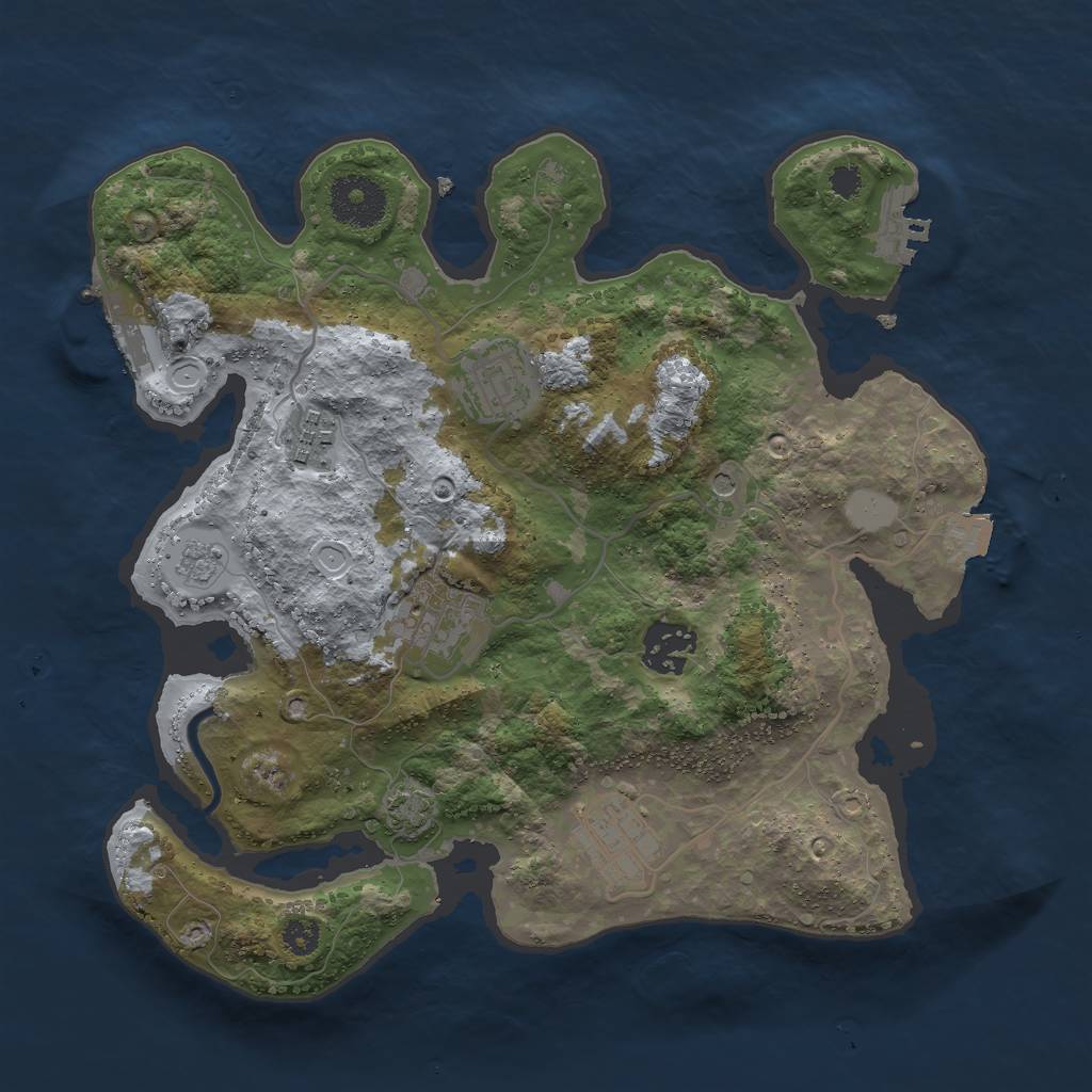 Rust Map: Procedural Map, Size: 3000, Seed: 613518, 13 Monuments