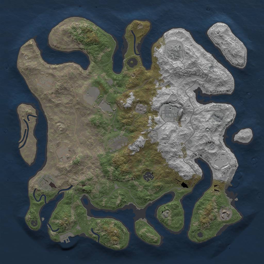 Rust Map: Procedural Map, Size: 4000, Seed: 1049529622, 18 Monuments