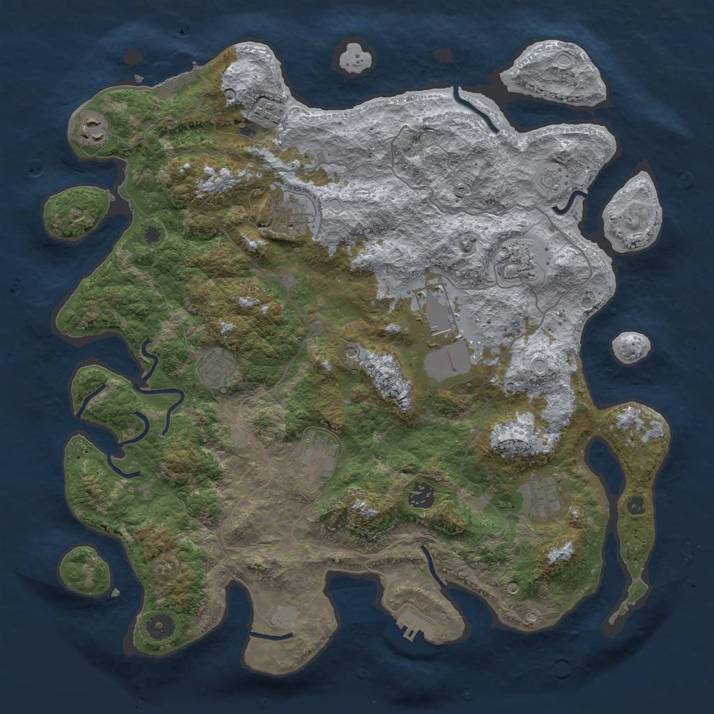 Rust Map: Procedural Map, Size: 4000, Seed: 12828, 16 Monuments