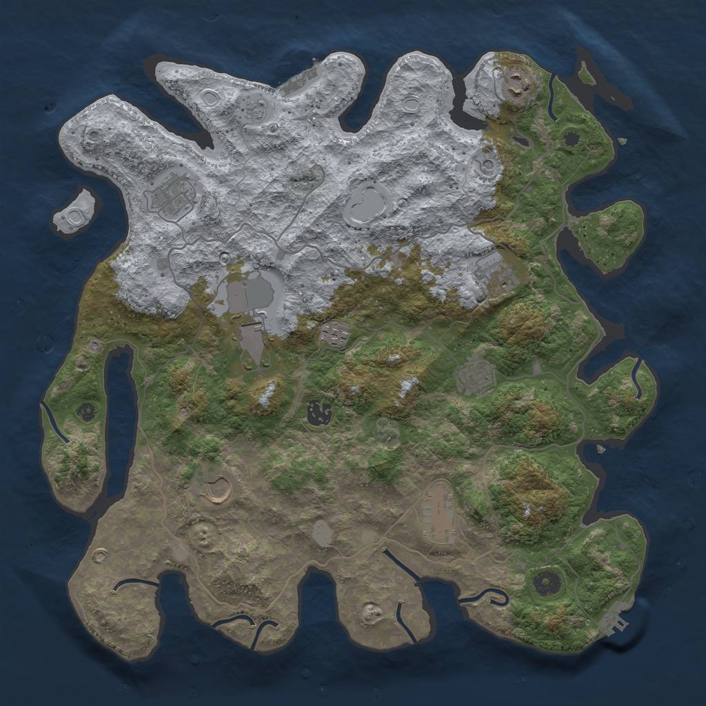 Rust Map: Procedural Map, Size: 4050, Seed: 1746647003, 16 Monuments