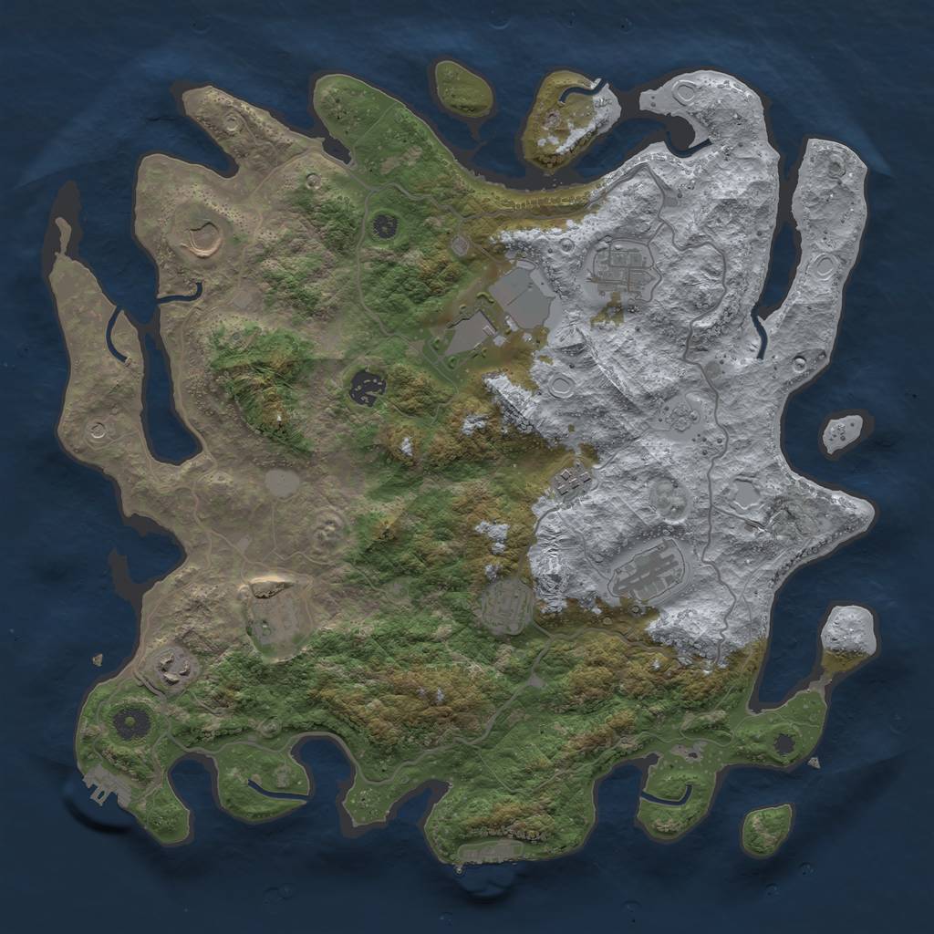 Rust Map: Procedural Map, Size: 4000, Seed: 2154, 16 Monuments