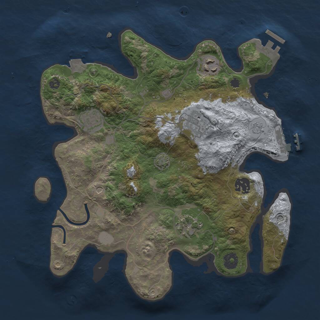 Rust Map: Procedural Map, Size: 3000, Seed: 1845548264, 11 Monuments
