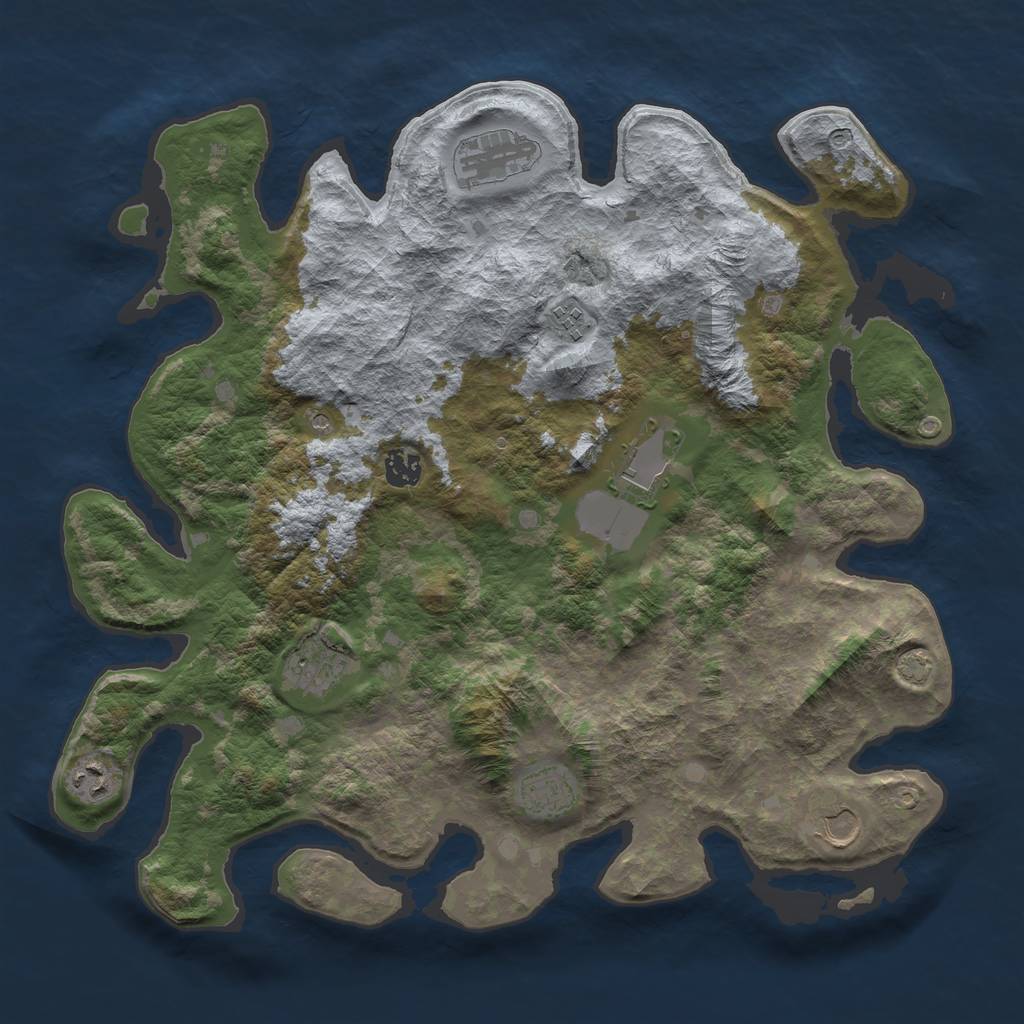 Rust Map: Barren, Size: 4000, Seed: 5685344, 12 Monuments