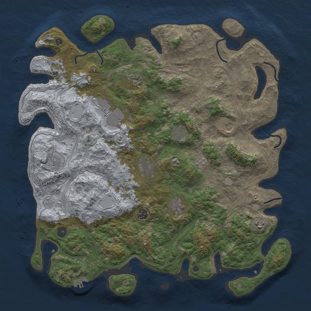 Rust Map: Procedural Map, Size: 4500, Seed: 1116957554, 16 Monuments