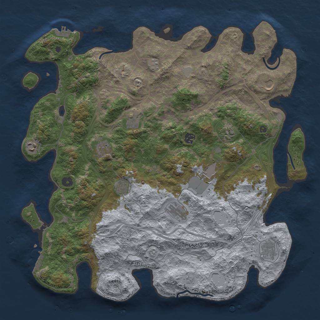 Rust Map: Procedural Map, Size: 4500, Seed: 717161614, 18 Monuments