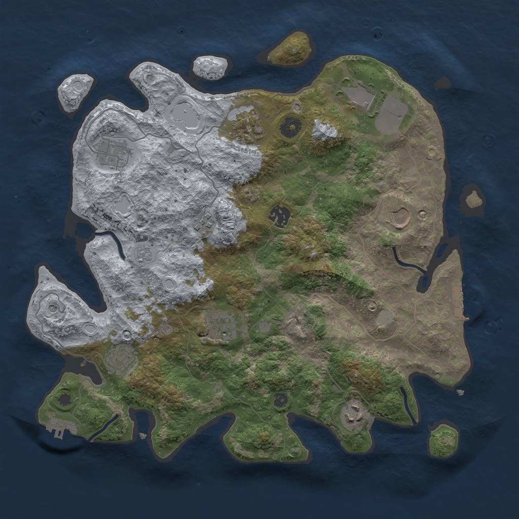 Rust Map: Procedural Map, Size: 3700, Seed: 669999, 18 Monuments