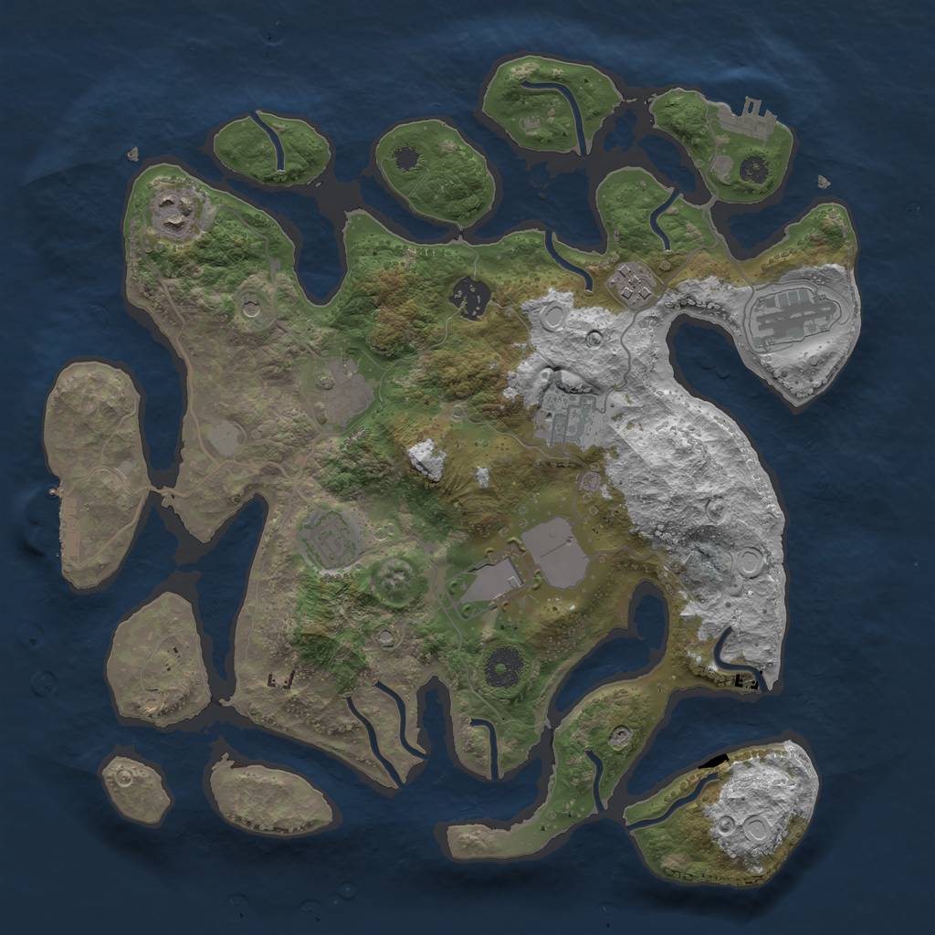 Rust Map: Procedural Map, Size: 3500, Seed: 460173154, 16 Monuments
