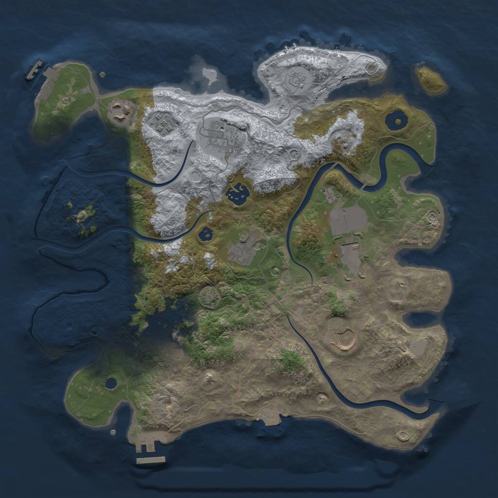 Rust Map: Procedural Map, Size: 3500, Seed: 2113263958, 14 Monuments
