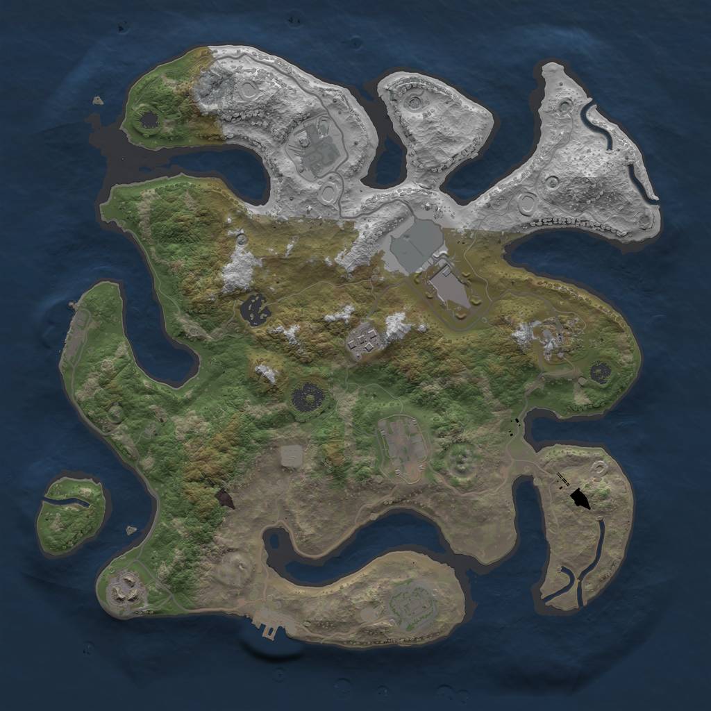 Rust Map: Procedural Map, Size: 3500, Seed: 1588077325, 16 Monuments