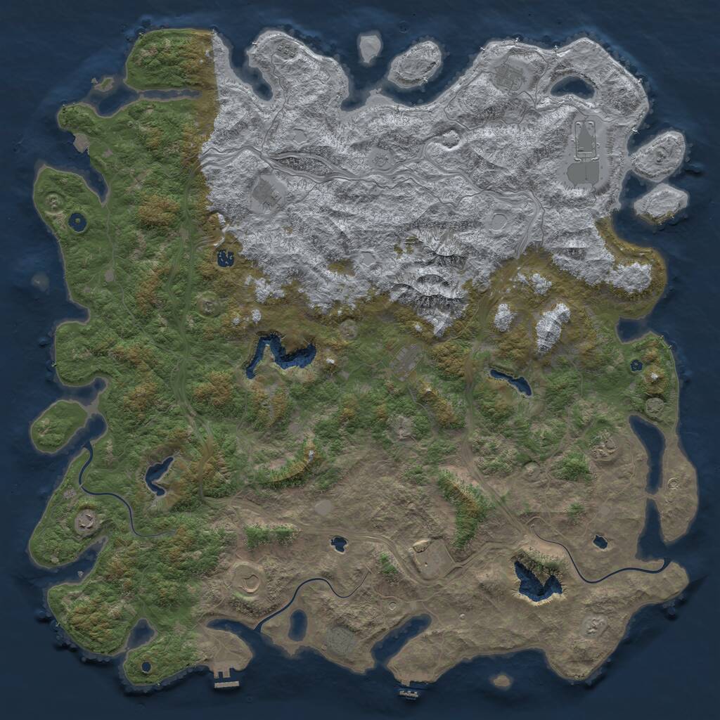 Rust Map: Procedural Map, Size: 6000, Seed: 11111, 17 Monuments